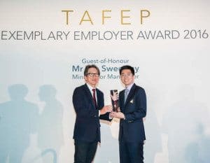 TAFEP Lim Swee Say Minister for Manpower Exemplary Employer Award 2016