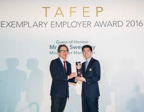 Mr Lim Swee Say Minister for Manpower TAFEP Exemplary Employer Award 2016