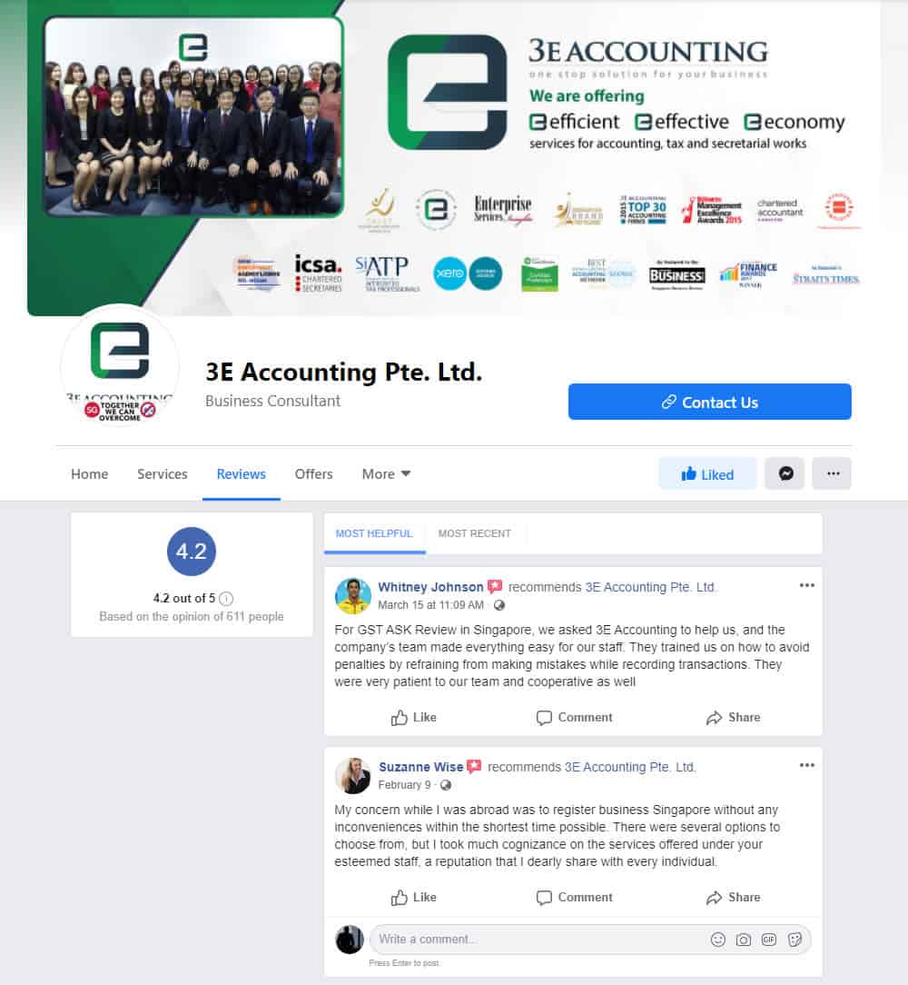 3E Accounting Singapore Facebook Page Reviews