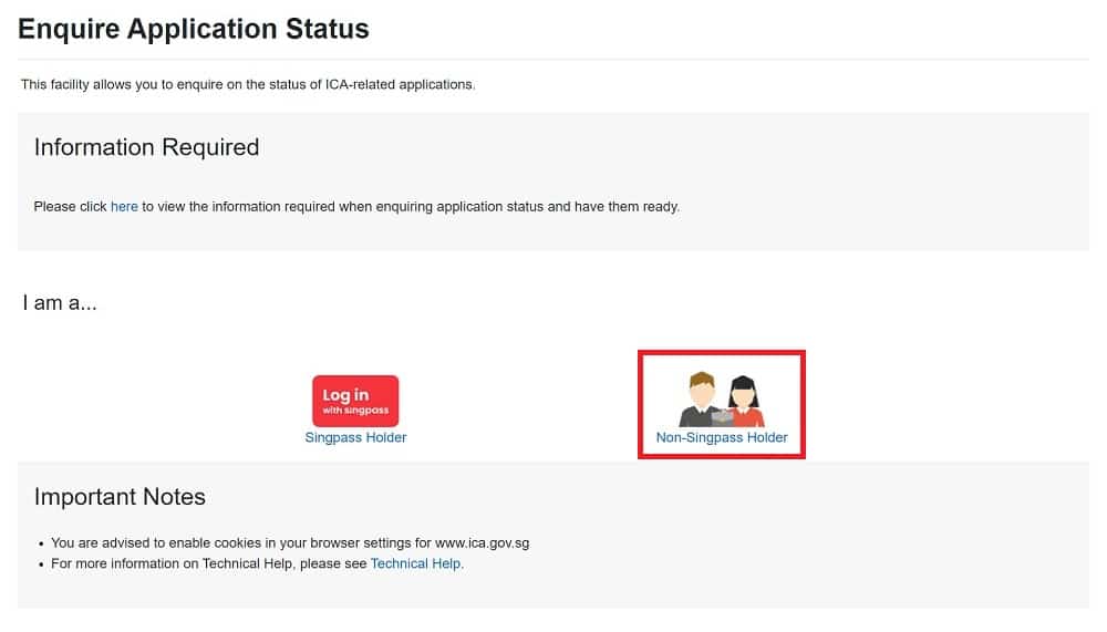 Choose Current Status to Enquire Application Status